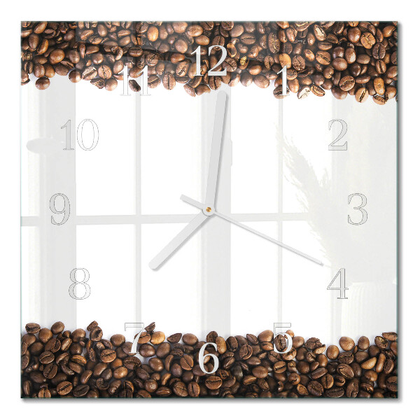 Horloge carrée en verre Café en grains