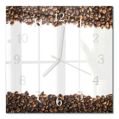 Horloge carrée en verre Café en grains