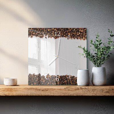 Horloge carrée en verre Café en grains