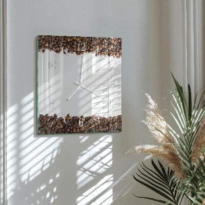 Horloge carrée en verre Café en grains