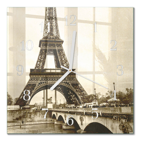 Horloge carrée en verre Paris