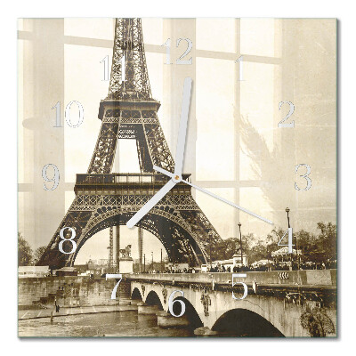 Horloge carrée en verre Paris