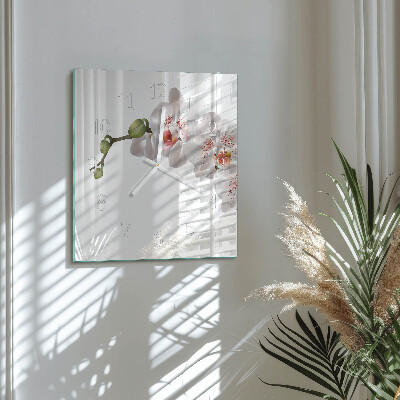 Horloge carrée en verre Orchidée