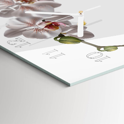 Horloge carrée en verre Orchidée
