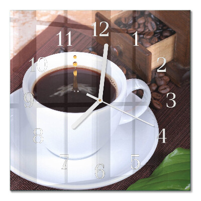 Horloge carrée en verre Café