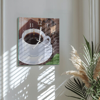 Horloge carrée en verre Café