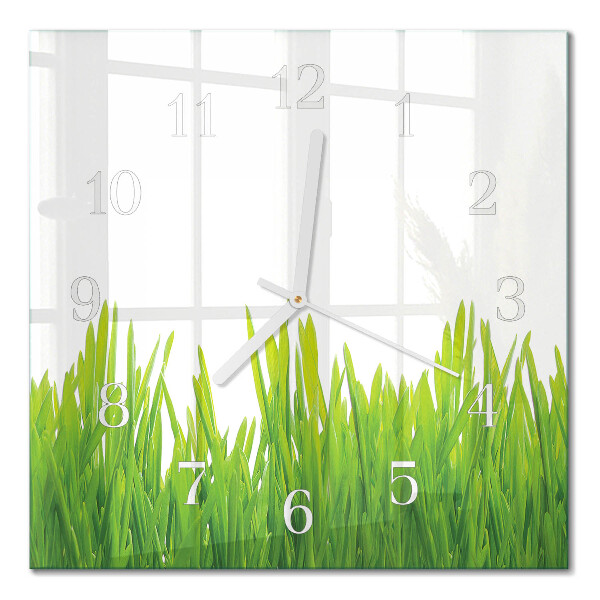Horloge murale carrée Herbe