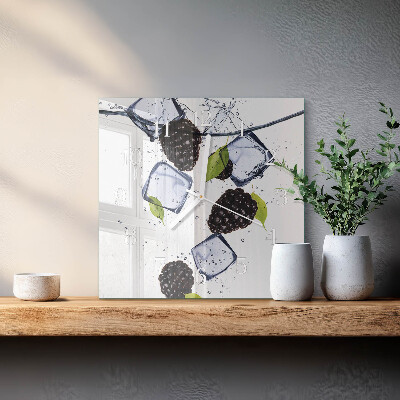 Horloge carrée en verre Mûres