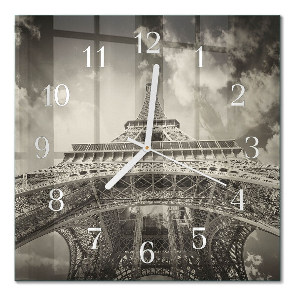 Horloge carrée en verre Tour eiffel