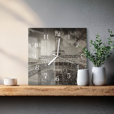 Horloge carrée en verre Tour eiffel