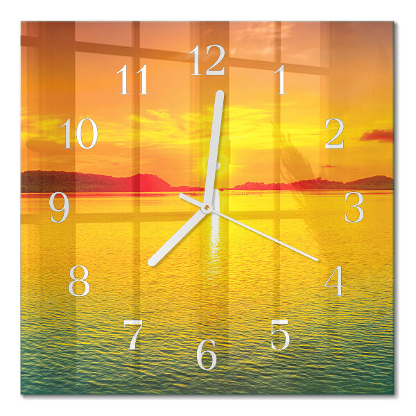 Horloge murale carrée Coucher de soleil