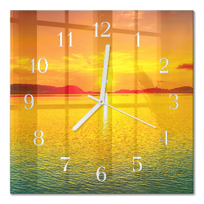 Horloge murale carrée Coucher de soleil