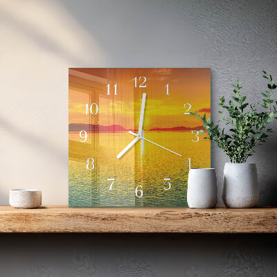 Horloge murale carrée Coucher de soleil