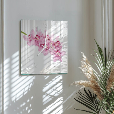 Horloge carrée en verre Orchidée