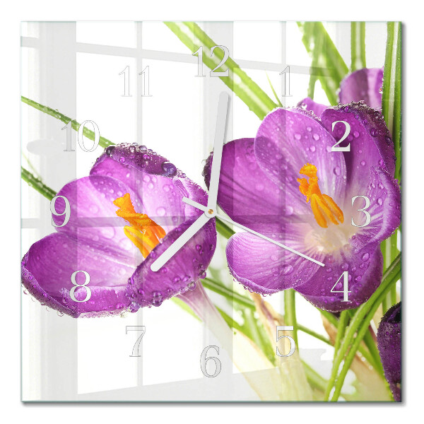 Horloge carrée en verre Crocus