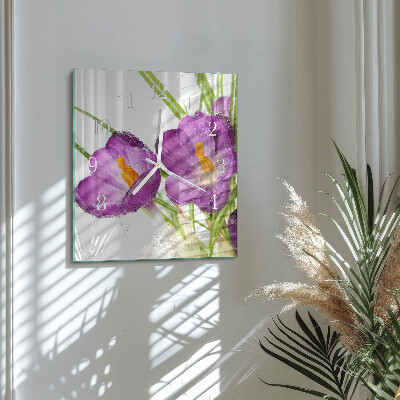 Horloge carrée en verre Crocus