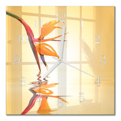 Horloge carrée en verre Fleur