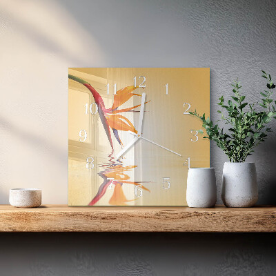Horloge carrée en verre Fleur