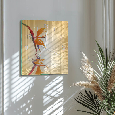 Horloge carrée en verre Fleur