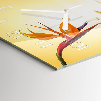 Horloge carrée en verre Fleur