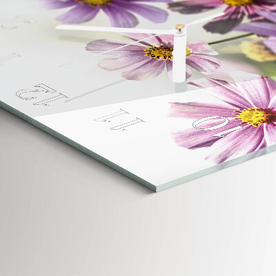 Horloge carrée en verre Fleurs