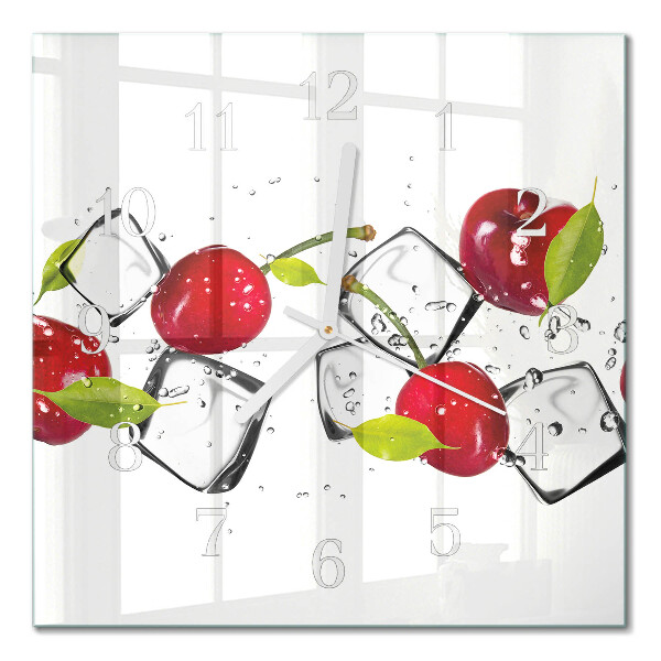 Horloge carrée en verre Glace à la cerise