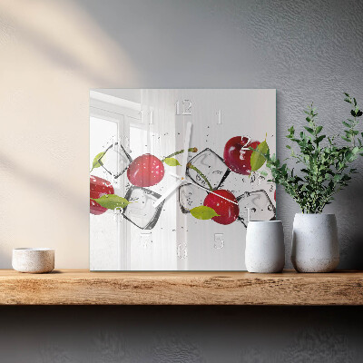 Horloge carrée en verre Glace à la cerise