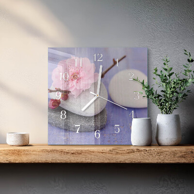 Horloge carrée en verre Pierres