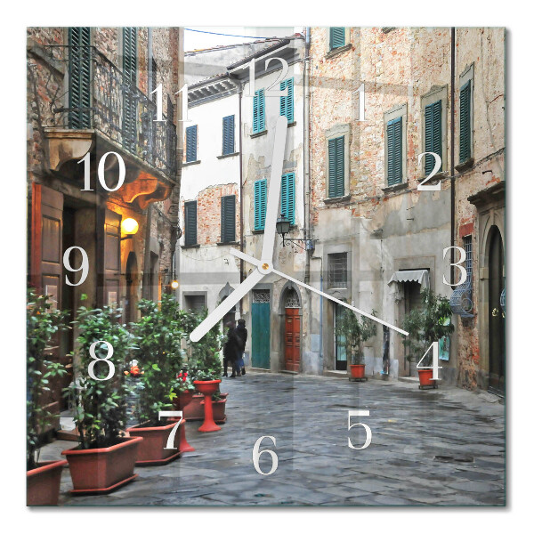 Horloge carrée en verre Rue