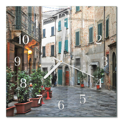 Horloge carrée en verre Rue