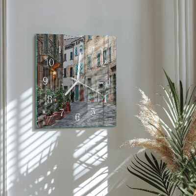 Horloge carrée en verre Rue