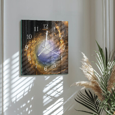 Horloge carrée en verre Cosmos