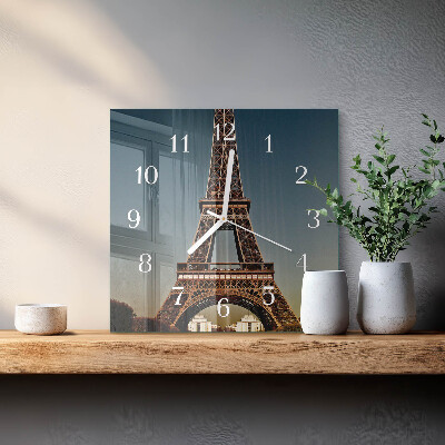 Horloge carrée en verre Tour eiffel