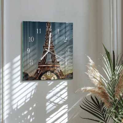 Horloge carrée en verre Tour eiffel