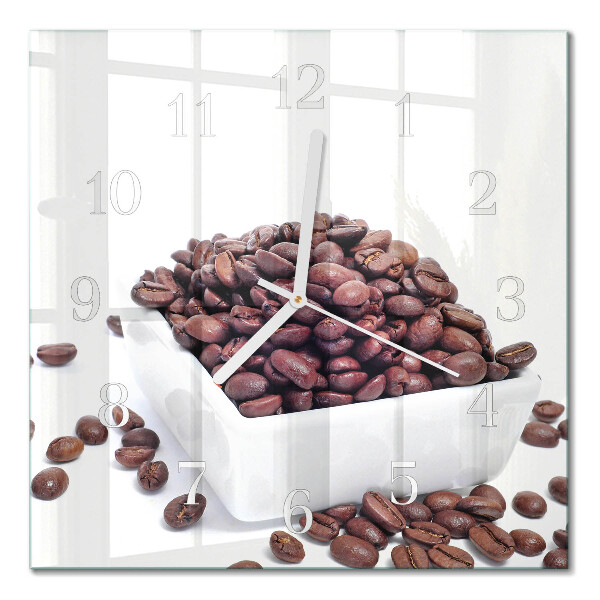 Horloge carrée en verre Café en grains