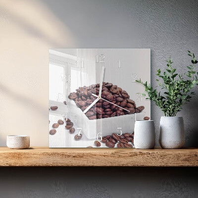 Horloge carrée en verre Café en grains