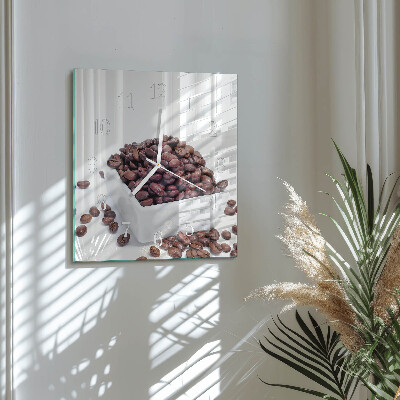 Horloge carrée en verre Café en grains