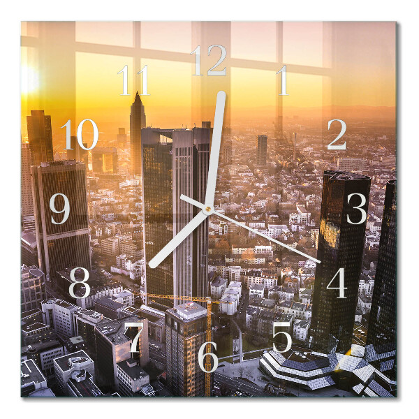 Horloge carrée en verre Coucher de soleil