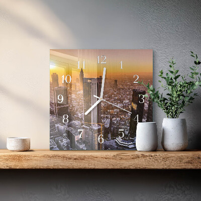 Horloge carrée en verre Coucher de soleil