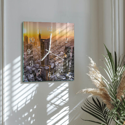 Horloge carrée en verre Coucher de soleil