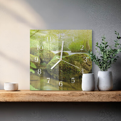 Horloge carrée en verre Nature