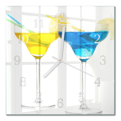 Horloge carrée en verre Cocktail