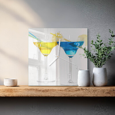 Horloge carrée en verre Cocktail