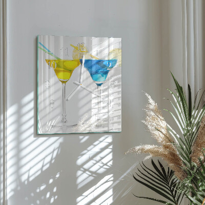 Horloge carrée en verre Cocktail