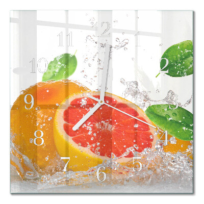 Horloge carrée en verre Pamplemousse