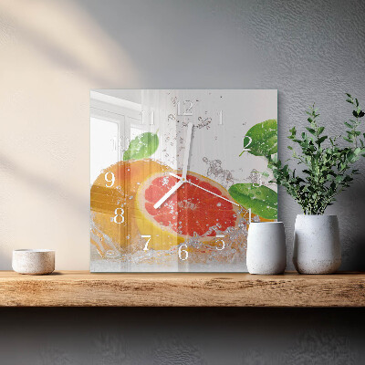 Horloge carrée en verre Pamplemousse
