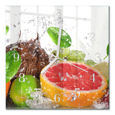 Horloge carrée en verre Fruit
