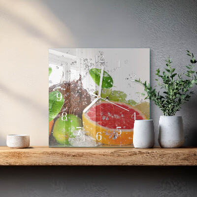Horloge carrée en verre Fruit