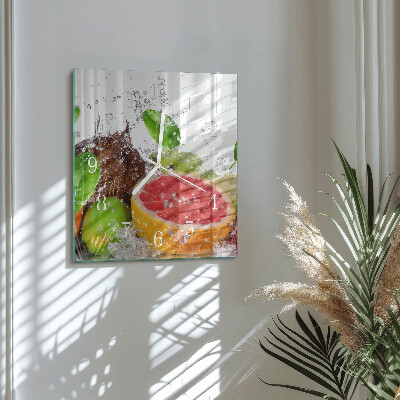 Horloge carrée en verre Fruit