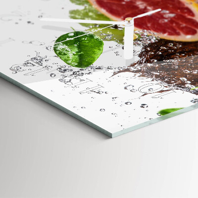Horloge carrée en verre Fruit